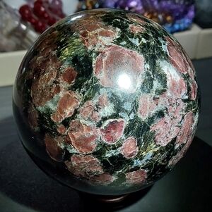 🟣 Astrophyllite Garnet Sphere Reiki Healing Home Decor